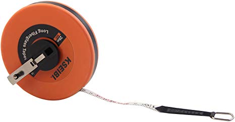 KSEIBI 302910 Long Fiberglass Tape Measure Double Face Printing Inch/Metric for Construction Work (60ft / 20m)