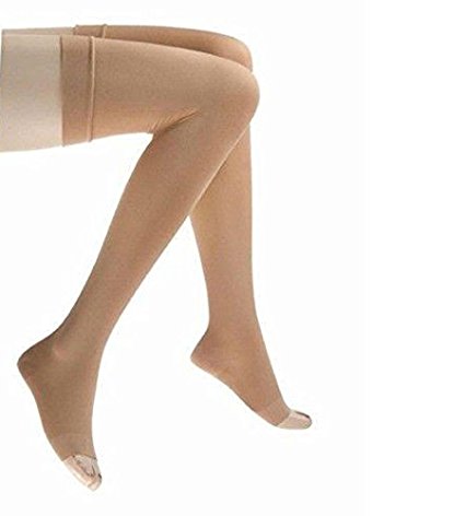 Jobst Relief 20-30 Thigh High Open Toe Beige Compression Stockings Small