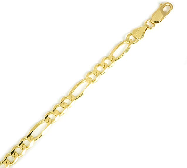 Solid 10k Yellow Gold Figaro Chain Bracelet