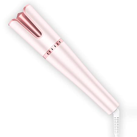 Mixcolor Auto Rotating Hair Curler Wand with Ceramic Ionic, Upgrade Professional Hair Curler or Waves for All Hair Types,dual voltage. Pink