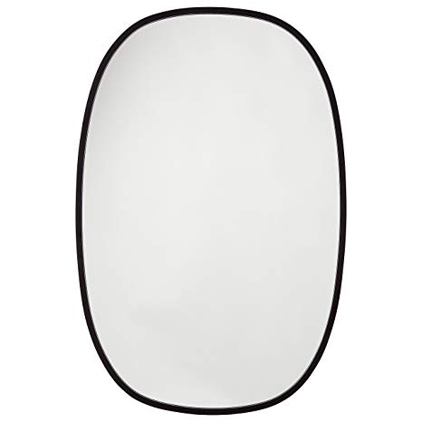 Rivet Modern Glass Mirror, 36"H, Black