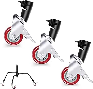 Neewer 3-Pack Professional Swivel Caster Wheels Set with 75mm Diameter, Durable Metal Construction and Rubber Base, ONLY Compatible with Neewer Photography C Stand for Studio Video Shooting (Black)