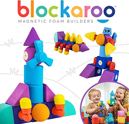 Blockaroo Magnetic Foam Building Blocks - STEM Construction Toy for Girls & Boys, Soft Foam Blocks Develop Early Learning Skills, the Ultimate Bath Toys for Toddlers & Kids - Windmill Set