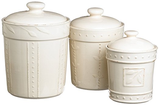 Signature Housewares Sorrento Collection Canisters, Ivory Antiqued Finish, Set of 3