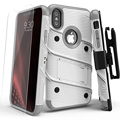 iPhone X Case - Zizo [Bolt Series] with FREE [iPhone X Screen Protector] Kickstand [12 ft. Military Grade Drop Tested] Holster Belt Clip