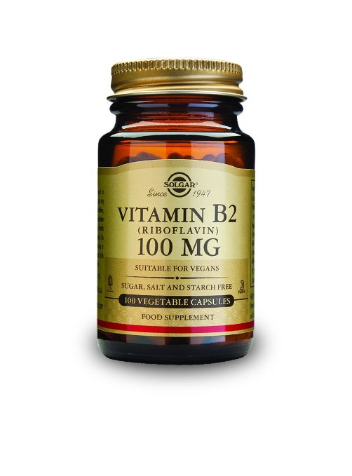 Solgar Vitamin B2 Riboflavin Vegetable Capsules, 100 mg, 100 Count