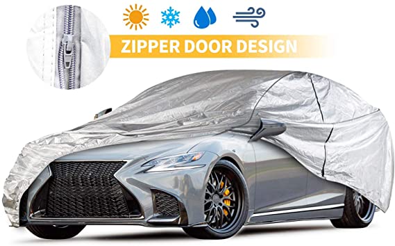 Car Covers 185 Inch for Automobiles All Weather Outdoor Scratch Protection UV Proof Sedan Car Cover
