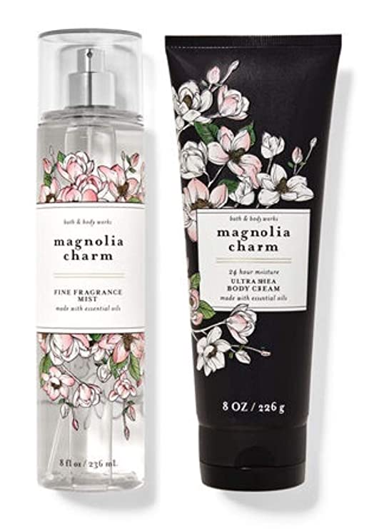 Bath and Body Works MAGNOLIA CHARM - Duo Gift Set - Body Cream and Fine Fragrance Mist Full Size