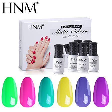 HNM Gel Nail Polish Set Soak Off UV LED Nail Varnish Manicure Salon Nail Art Starter Kit 6 Colors Gift Box C024