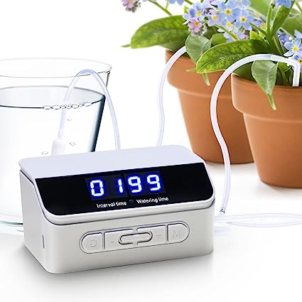 Automatic Plant Watering System for Indoor Potted Plants, Automatic Plant Watering Irrigation Kit with 5V USB Power Programmable 30 Days Timer for 10 Potted Plants