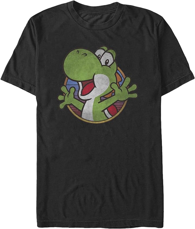 Nintendo Mens Super Mario Yoshi Color Fade Circle Logo T-Shirt