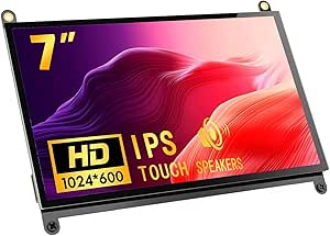 7 inch Screen for Raspberry Pi, Touchscreen Monitor, 1024X600 Upgrade IPS FHD LCD Screen Display, Dual-Speaker, USB HDMI Portable Monitor for Raspberry Pi 4B/3B /ZeroW/3B/Zero/2B/A /B /A/B