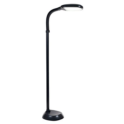 Baltoro LED Floor Lamp - Soft White Reading Light - Built-in step Dimmer -Adjustable Head Pivots in Any Direction Save Energy 12 Watts - Black Color - SL5758BL