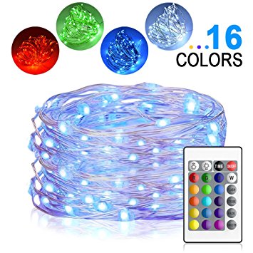 LED String Lights, Yoozon 16ft 50 LEDs Fairy Lights Battery Operated Waterproof 16 Colors Outdoor String Lights with Remote Control LED Lights for Bedroom, Corridor, Patio, Garden, Yard, Photo Frame
