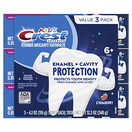 Crest Kids Advanced Toothpaste Enamel   Cavity Protection with Fluoride for Anticavity, 4.1oz (Pack of 3)