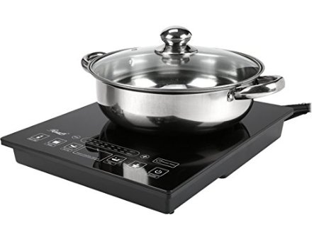 Rosewill RHAI-15001 1800W 5 Pre-Programmed Settings Induction Cooker Cooktop with Stainless Steel Pot, Black