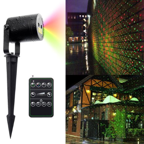 Star Laser Christmas Light Show, Arotek Outdoor Projector, Waterproof Moving Spotlight with Wireless Remote Control for Party Landscape Garden Wall & Tree Decoration (Red & Green, 4.5m / 15ft)