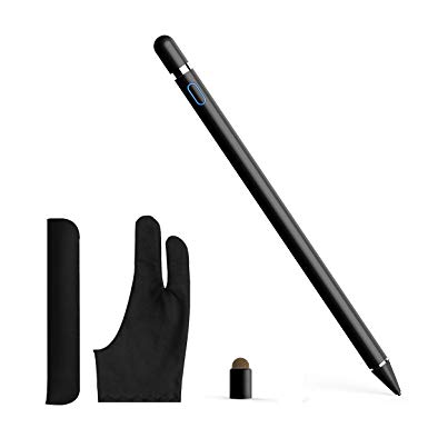 Stylus Pen for Apple iPad, XIRON Rechargeable 1.5mm Fine Point Active Stylus Pen Smart Pencil Digital Compatible iPad and Most Tablet with Anti-fouling Glove Perfect for Drawing, Writing