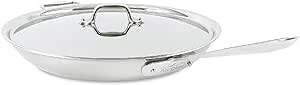 All-Clad D5 5-Ply Brushed Stainless Steel Fry Pan With Lid, 14 Inch, Compatible With Any Stovetop Including Induction, Oven Broiler Safe 600F, Pots and Pans, Frying Pan, Skillet, Cookware, Silver