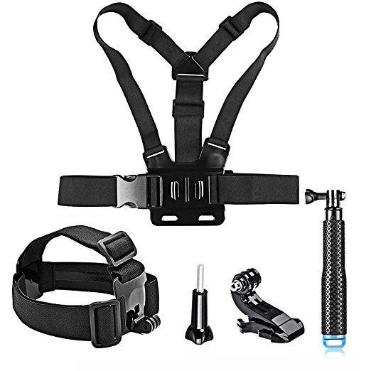 SHOOT Action Camera Accessory Kit included Head Strap Mount  Chest Belt Strap Harness Mount  Selfie Stick Handheld Monopod for GoPro / APEMAN / AKASO / Panasonic / DBPOWER / CAMKONG / WiMiUS