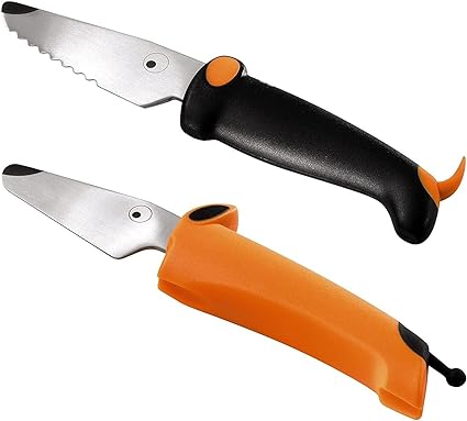KUHN RIKON KinderKitchen Children’s Knife, Set of 2 - with Straight and Serrated Blade, Orange & Black