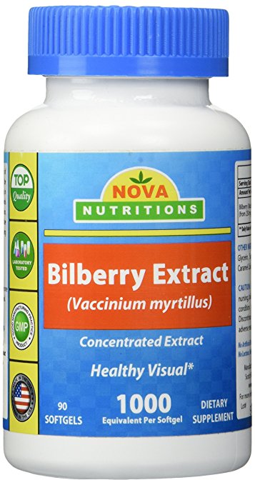 Nova Nutritions Bilberry Extract 1000 mg 90 Capsules
