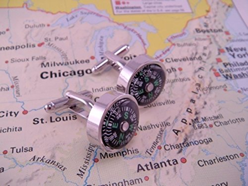 Working Compass Directional Cuff Links Cufflinks Direction Travel Lost Map