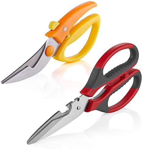 2 Pack-Scissors Stainless Steel Heavy Duty Kitchen Sharp Scissors Multi-Purpose Poultry Shears with Soft Grip Handles