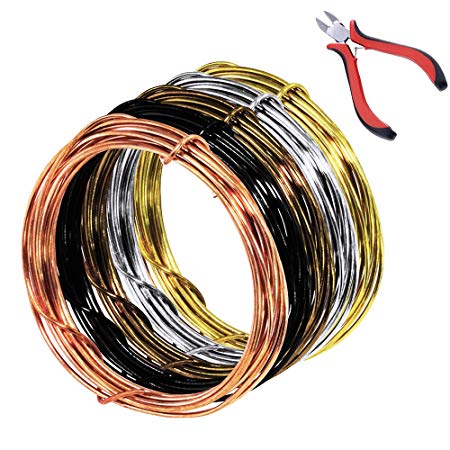 Supla 5 Rolls 5 Colors 11 Yard 18 Gauge Uncoated Copper Wire Tarnish Resistant Pure Dead Soft Copper Wire Jewelry Beading Wire and 1 Pcs Plier for Crafts Beading Jewelry Making Floral Arrangment