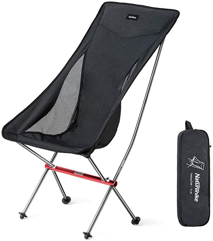 Naturehike Ultralight Portable Folding High Back Camping Chair Heavy Duty 330lbs Capacity,Make Back Fully Relaxed,Compact for Outdoor Camp,Fishing,Picnic,Lightweight Backpacking,Travel