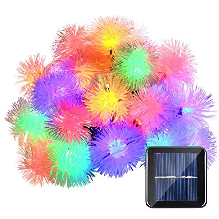 Qedertek Chuzzle Ball Solar Christmas Lights, 15.7ft 20 LED Fairy Lights for Indoor and Outdoor, Home, Patio, Lawn, Garden, Party and Holiday Decorations (Multi-Color)