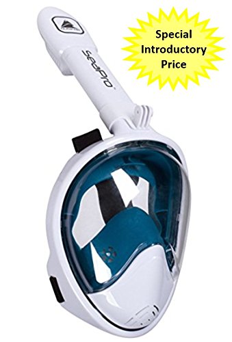 SeaPro Full Face Snorkel Mask by Outlander Gear- NEW 2017 Design, 180° Panoramic View, Anti-Leak, Anti-Fog, Longer Tube, GoPro Compatible, Diving Mask