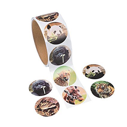 Fun Express Zoo Animal Stickers (1 Roll)