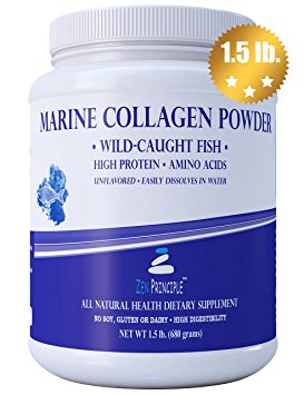 EXTRA LARGE 1.5 lb. Marine Collagen Peptides Powder. Wild-Caught Fish, Non-GMO. Supports Healthy Skin, Hair, Joints and Bones. Hydrolyzed Type 1 & 3 Protein. Amino Acids, Unflavored, Easy to Mix.