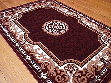 Palace Traditional Wine Dark Red Chinese Classic Vintage Pattern Rug. Available in 5 Sizes (70cm x 140cm)