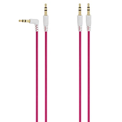 Chromo Inc. 2 Pack AUX 3.5mm - 3.5mm Translucent Auxiliary Music Cables - Pink