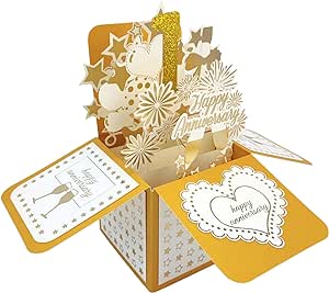 Happy 1 Year Wedding Anniversary Pop Up Card for Him Her,Sweet 3D 1st Anniversary Cards Gifts for Boyfriend Girlfriend,Funny One Year Anniversary Presents fo Husband Wife,Best Anniversary