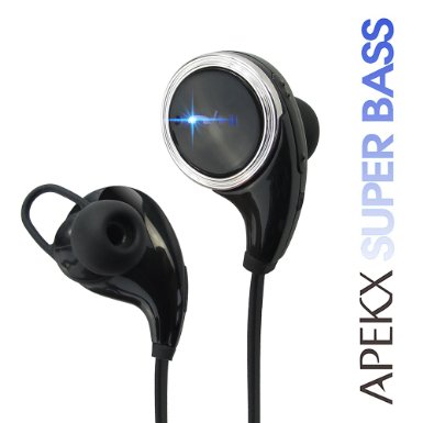 Apekx Wireless 41 Bluetooth Stereo Sweatproof In-Ear Lightweight Headphones Earbuds Earphones Headset for Sports  Running  Jogging  Gym with Mic 008 Black