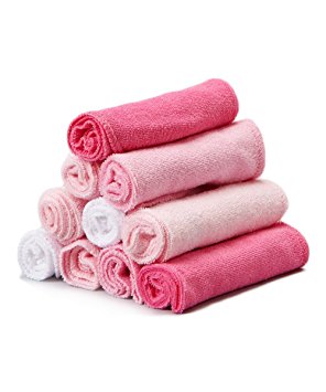 Spasilk 10 pack Soft Terry Washcloth- Pink and White