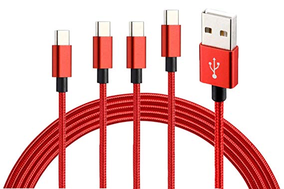 USB Type C Cable, [4-Pack 3FT/26FT/10FT] Nylon Braided Fast Charging USB C Cable Compatible with Samsung Galaxy S9 S8 Plus Note 8, Google Pixel 2 XL, LG V20 V30, Oneplus Nintendo Switch MacBook