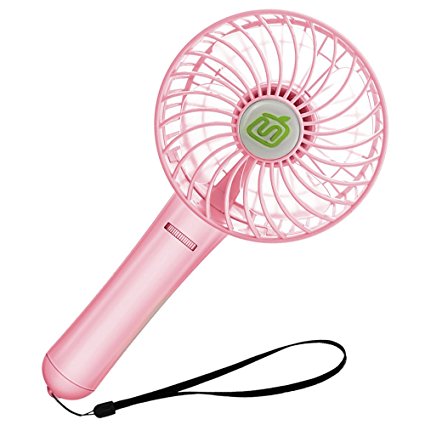 Anpress Portable Mini USB / Battery Fan Air Cooling Handheld Fan Palm-Leaf Fan Personal Cooling Fans with 18650 Rechargable Battery for Home and Office,Indoor and Outdoor Activities (Pink)