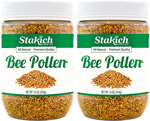 Stakich BEE POLLEN GRANULES 2 lb (32 oz) - 100% Pure, Natural, Unprocessed - (2 Pack of 1 lb)