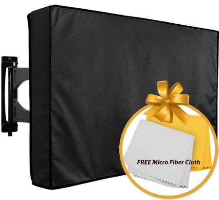 Outdoor TV Cover 40" - 42" - WITH BOTTOM COVER - The BEST Quality Weatherproof and Dust-proof Material with FREE Microfiber Cloth. Protect Your TV Now!