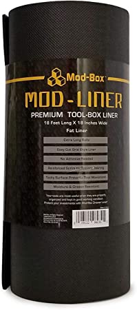 Mod-Box Tool Box Drawer Liner, Heavy Duty 3/16 in Thick, Non-Slip Solid Surface (Extra Thick, 18" Deep, 18' Long)