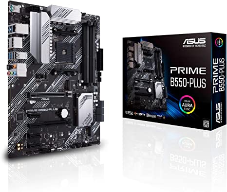 ASUS Prime B550-PLUS AMD AM4 (3rd Gen Ryzen™) ATX Motherboard (PCIe 4.0, ECC Memory, 1Gb LAN, HDMI 2.1, DisPlayPort 1.2 (4K@60HZ), Addressable Gen 2 RGB Header and Aura Sync)