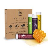 LIP BALM Uniquely Refreshing Exotic Flavors 4 Pack - Natural Beeswax Lip Care Moisturizer to Repair Dry and Chapped Lips - Made in the USA by Beauty by Earth