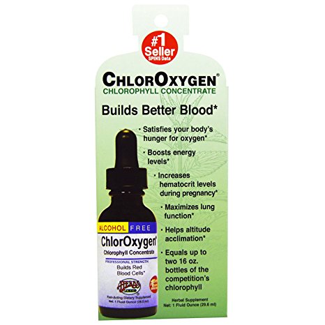 Herbs Etc., ChlorOxygen, Chlorophyll Concentrate, Alcohol Free, 1 fl oz (29.6 ml) - 2pc