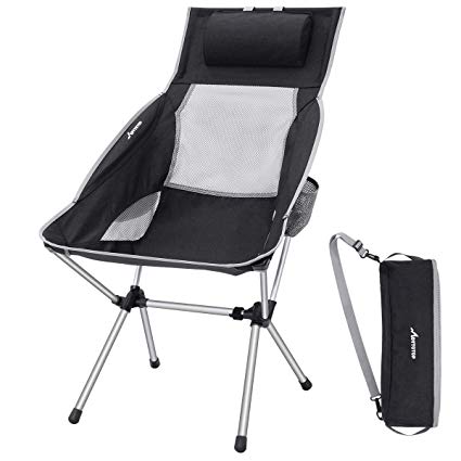 MOVTOTOP Camping Chair with Adjustable Pillow, Lightweight Folding Camping Chair, Outdoor Compact Chairs with High Backrest and Carry Bag for Travel, Picnic, Fishing, Festival, Hiking, Backpacking