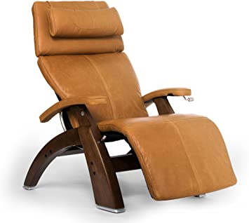 Perfect Chair Human Touch PC-420 Classic Manual Plus Series 2 Walnut Wood Base Zero-Gravity Recliner - Sycamore Premium Leather