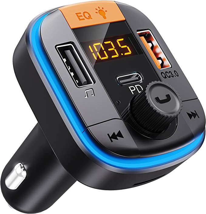 Bluetooth FM Transmitter for Car - Tendak Bluetooth Car Adapter PD20W QC3.0 Cigarette Lighter Bluetooth 5.0 Radio Receiver Music Player Car Charger Supports Hands-Free Call Siri Google Assistant